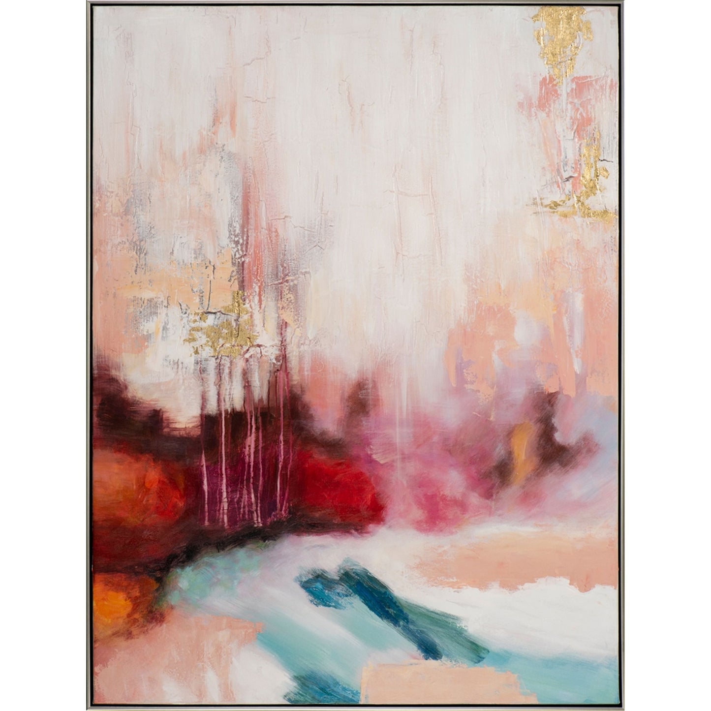 Handgemaltes, abstraktes Acrylgemälde auf Leinwand „Harmonie in Rot und Blau“ | gerahmtes Leinwandgemälde mit Craquelé Effekt - houseofhome24