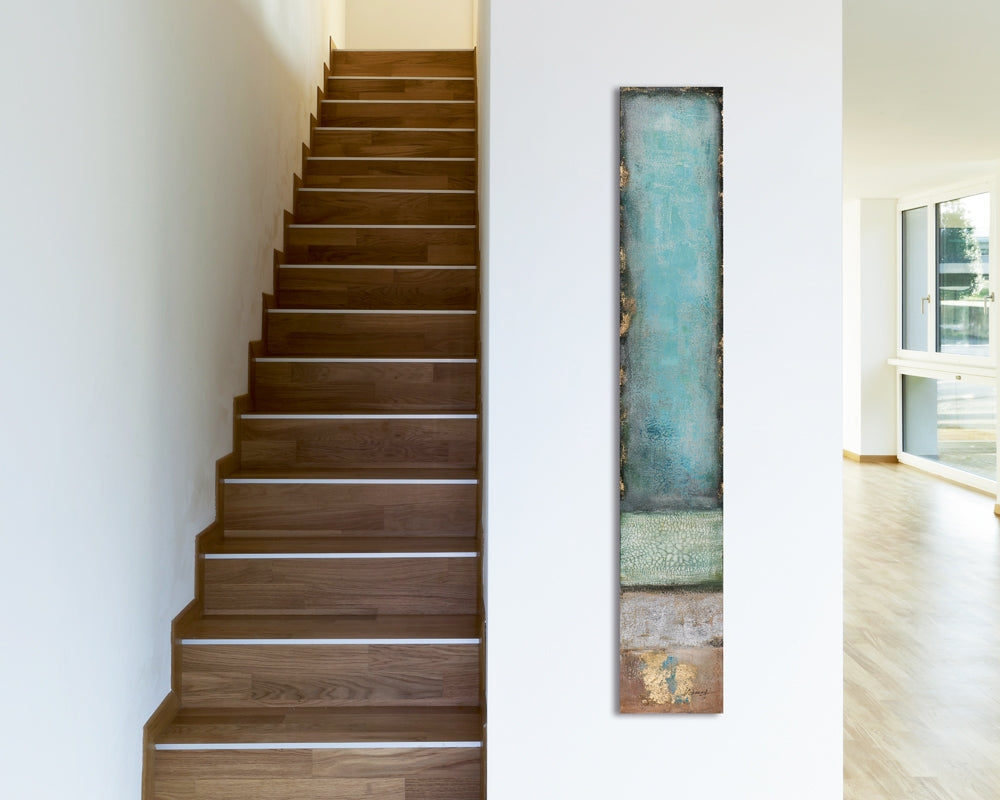 Handgemaltes Acrylgemälde auf Leinwand „Schlanke Harmonie in Türkis“ - houseofhome24