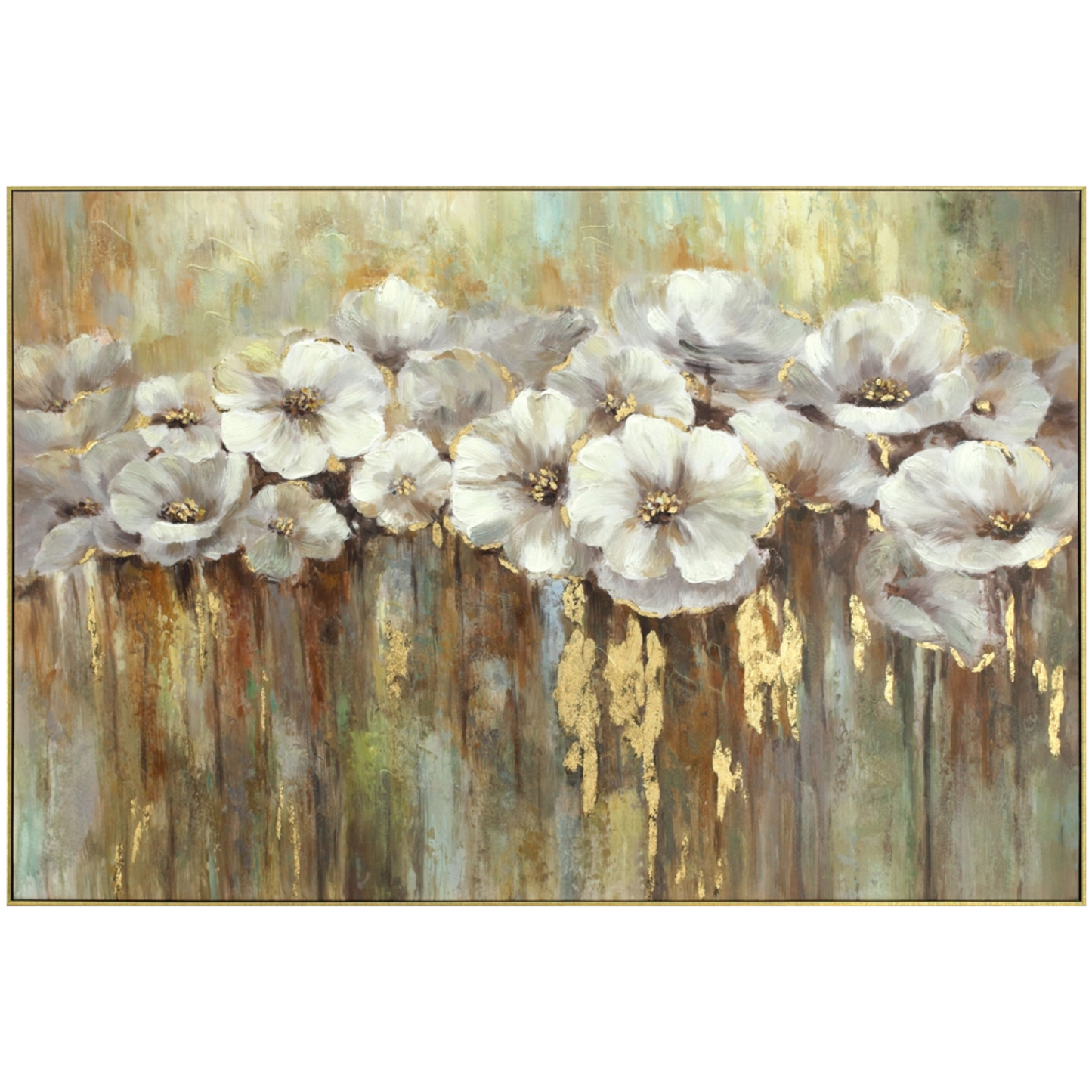 Giclée-/ Acrylgemälde auf Leinwand „Weißer Mohn mit Gold“ - houseofhome24