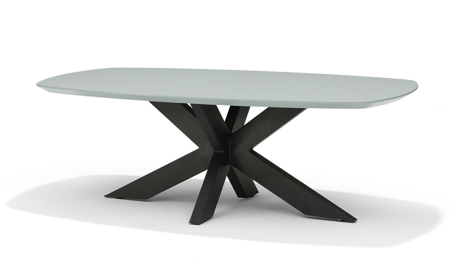 Couchtisch Oval mit Wunschtischplatte 130x75x45 cm | Couchtisch mit schwarzen Metallfüßen und HPL-Platte - houseofhome24