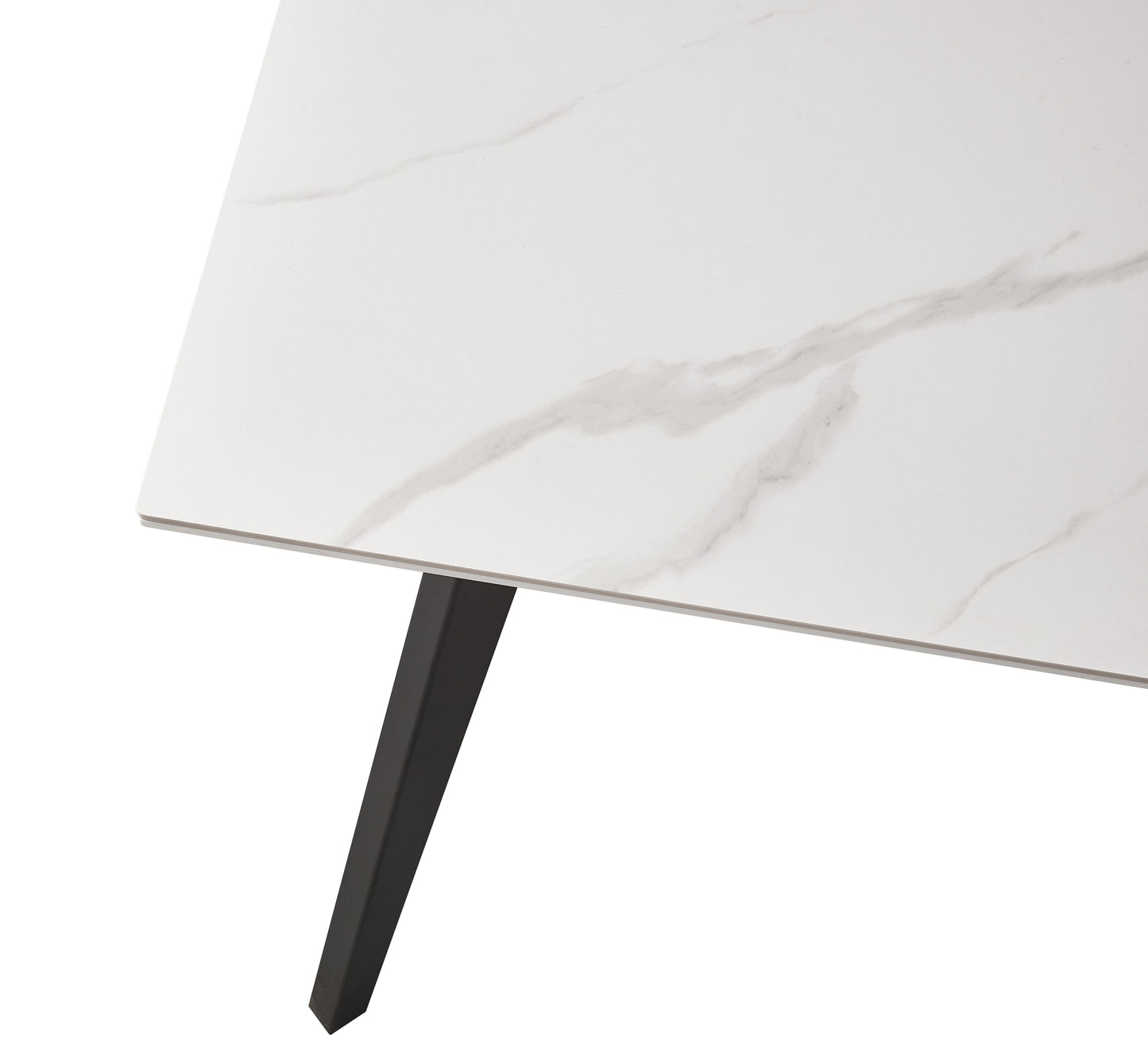 Ausziehbarer Esstisch in Weiß mit schwarzen Metallfüßen 160-200x 90x 77 | Esstisch mit Dekton Steinplatte - houseofhome24