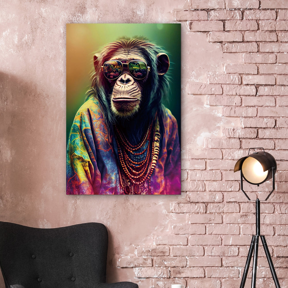 Digitaldruck-Wandbild auf Sicherheitsglas „Hippie Style“ | Rahmenloses Wandbild - houseofhome24