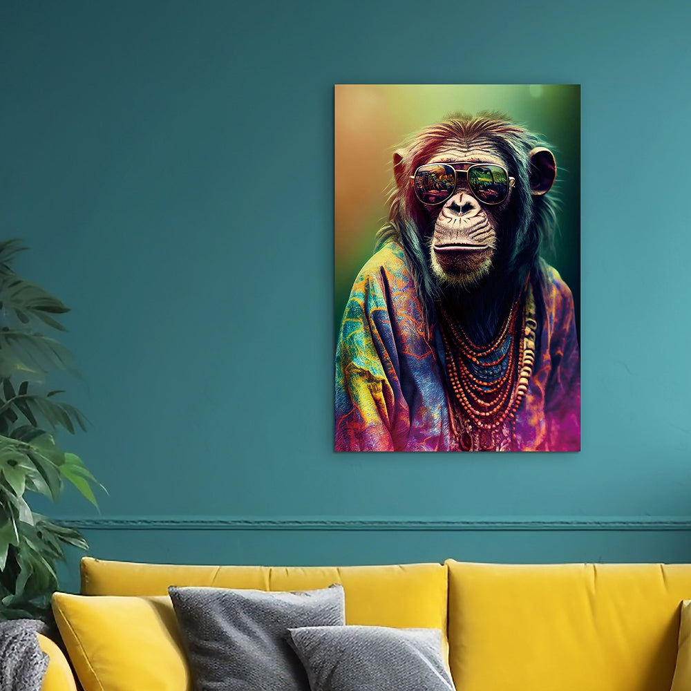 Digitaldruck-Wandbild auf Sicherheitsglas „Hippie Style“ | Rahmenloses Wandbild - houseofhome24