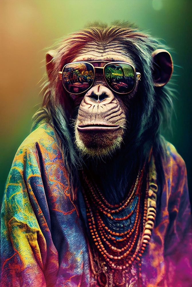 Digitaldruck-Wandbild auf Sicherheitsglas „Hippie Style“ | Rahmenloses Wandbild - houseofhome24