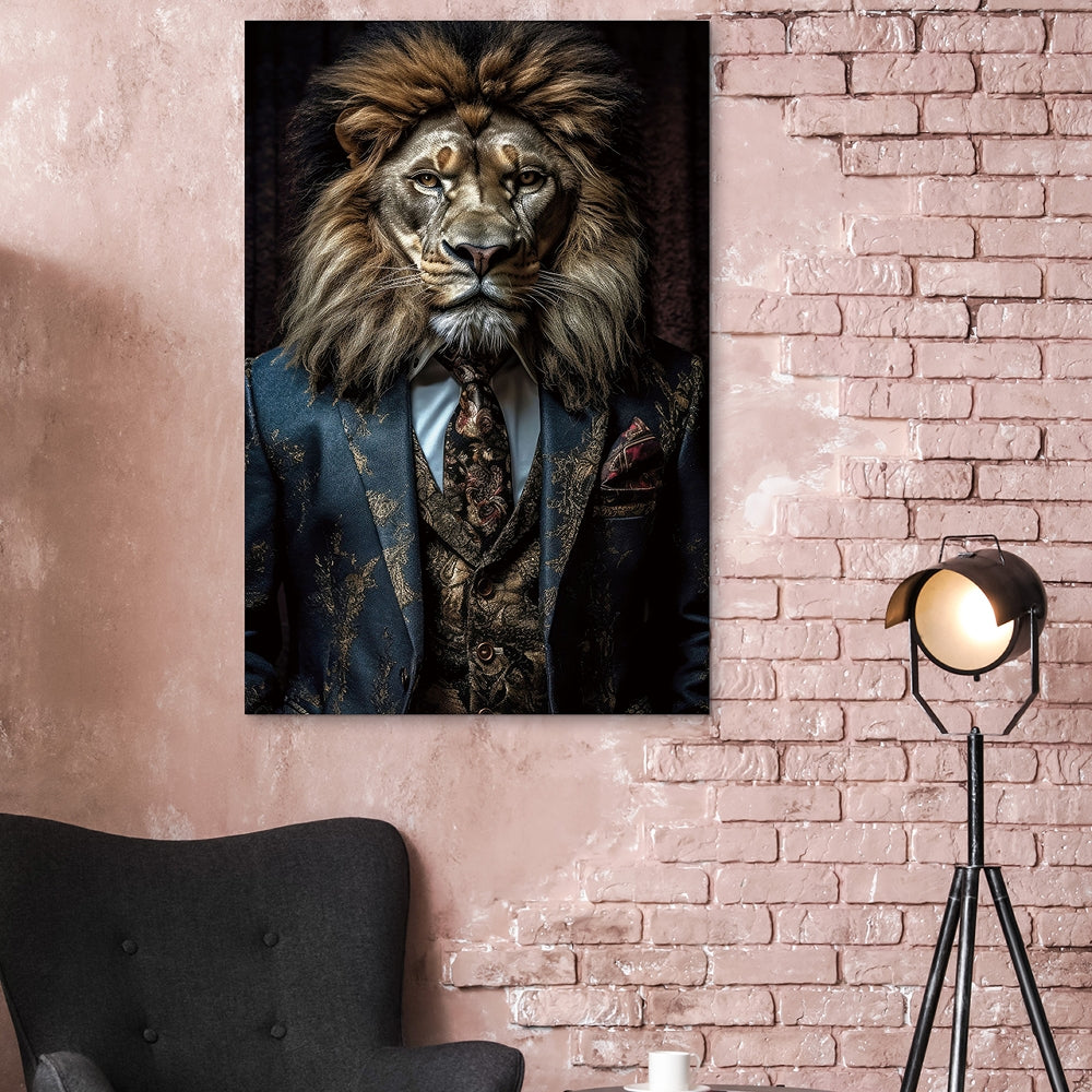 Digitaldruck-Wandbild auf Sicherheitsglas „Lion's Club“ | Rahmenloses Wandbild