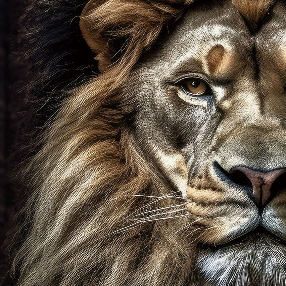 Digitaldruck-Wandbild auf Sicherheitsglas „Lion's Club“ | Rahmenloses Wandbild