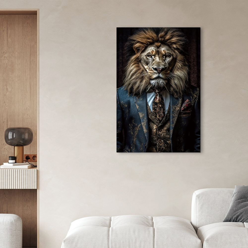 Digitaldruck-Wandbild auf Sicherheitsglas „Lion's Club“ | Rahmenloses Wandbild