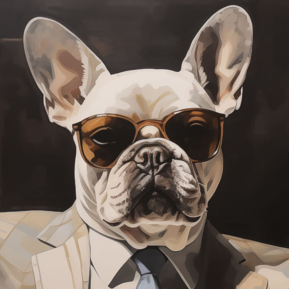 Digitaldruck-Wandbild auf Sicherheitsglas „Business Bulldog“ | Rahmenloses Wandbild - houseofhome24