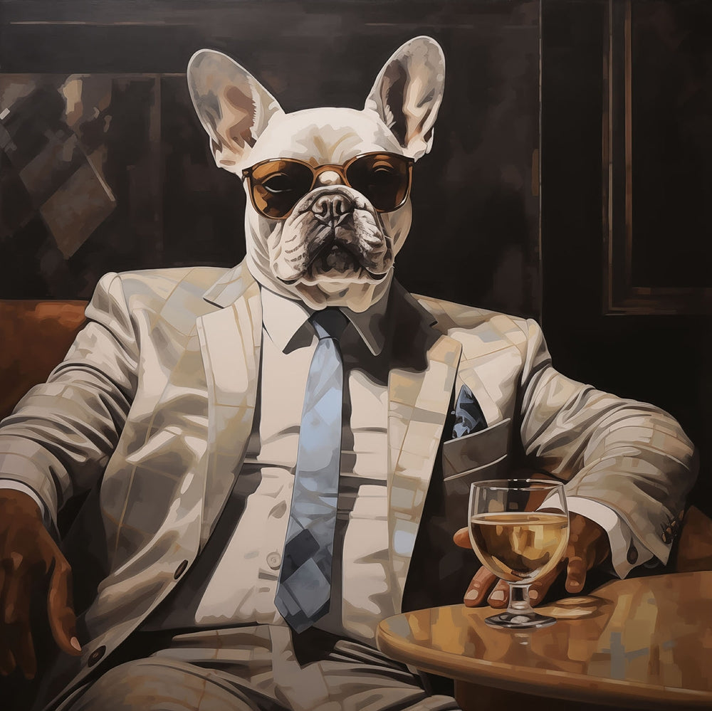 Digitaldruck-Wandbild auf Sicherheitsglas „Business Bulldog“ | Rahmenloses Wandbild - houseofhome24