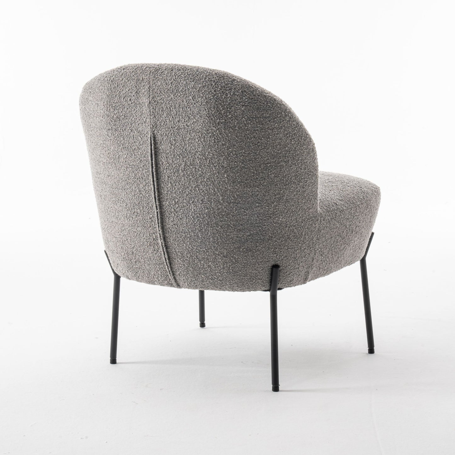Kuscheliger Loungestuhl zum Wohlfühlen mit Teddy-Stoff in Grau | Wohnzimmerstuhl Boucléstoff - Modern - houseofhome24