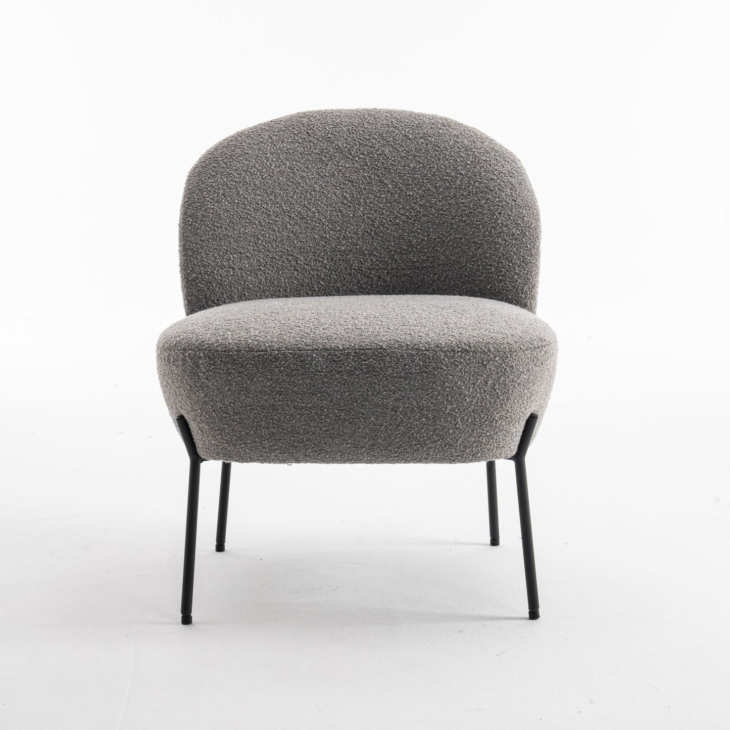 Kuscheliger Loungestuhl zum Wohlfühlen mit Teddy-Stoff in Grau | Wohnzimmerstuhl Boucléstoff - Modern - houseofhome24