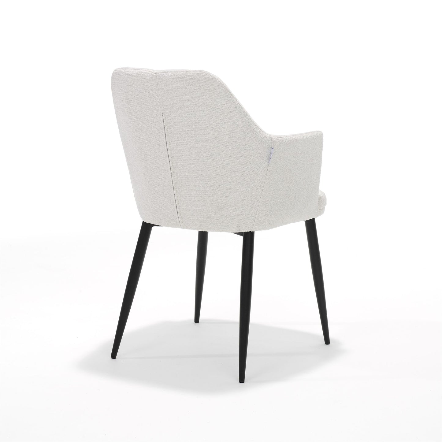 2ER-SET Esszimmer Stuhl mit Teddystoff/Boucléstoff und Metallfüßen in Weiß - houseofhome24