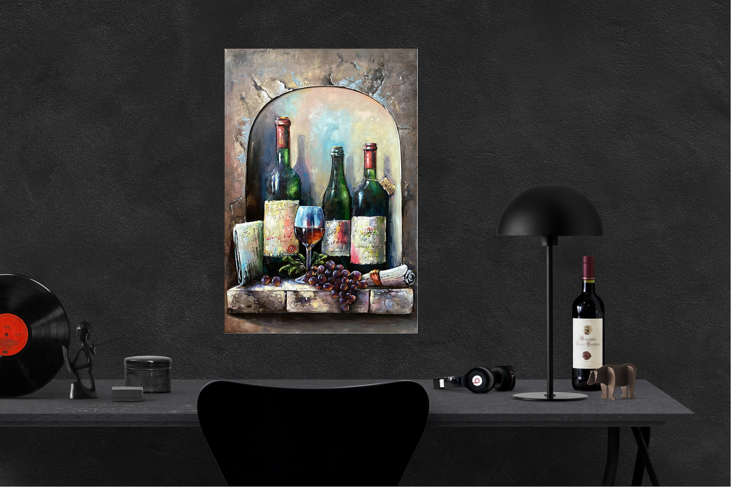 Handgefertigtes 3D-Metall-Gemälde „Wine Time“ | Wandbild aus Metall | 3D Gemälde aus Metall-Kunst - houseofhome24