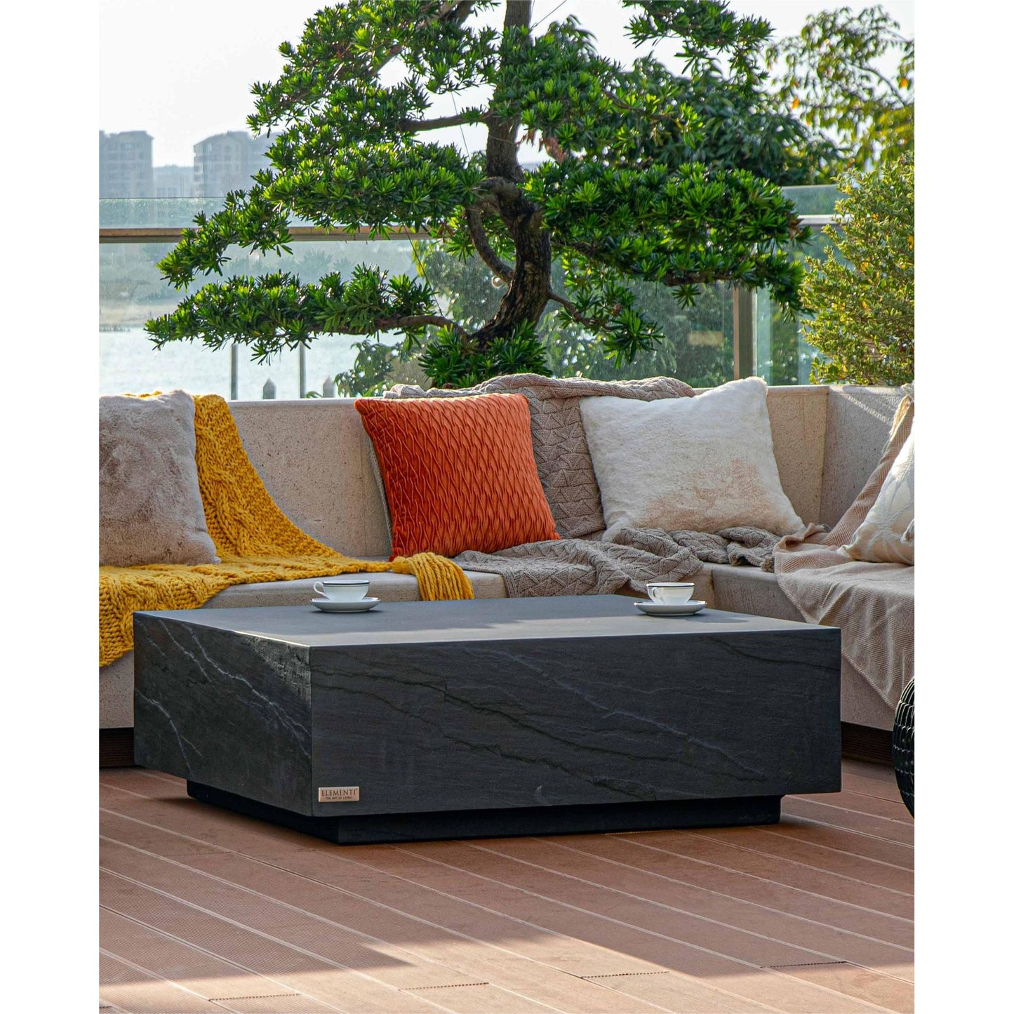 Steintisch Couchtisch Colorado Innen Außen Coffee Table Sandstein Quadratisch - houseofhome24