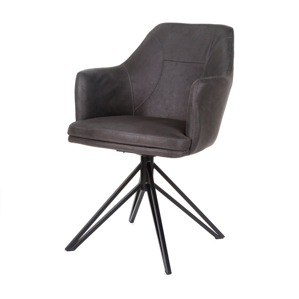 Armlehnstuhl drehbar "Calvin" Soft Anthrazit – Drehsessel mit 180°-Funktion. - houseofhome24