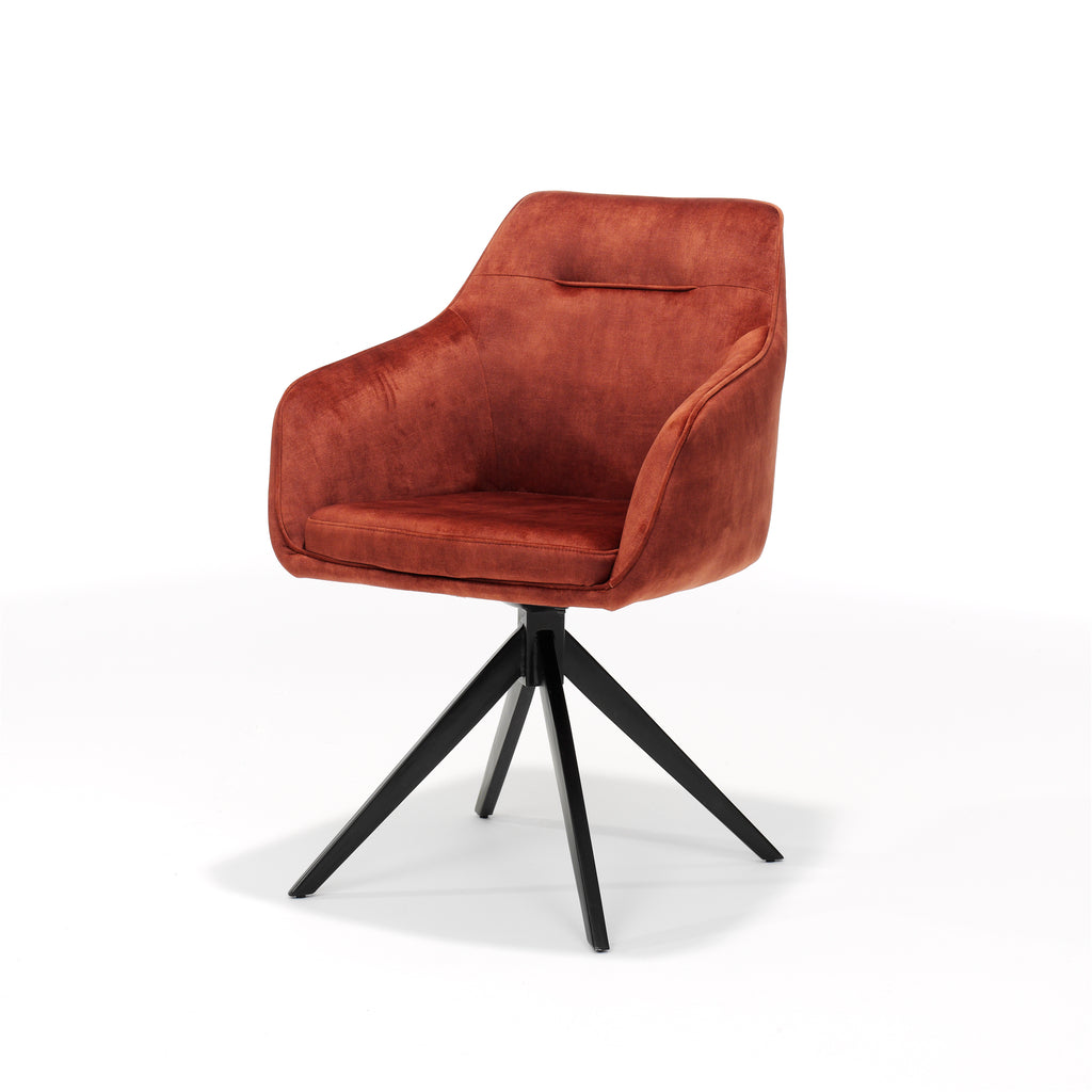 Armlehnstuhl "Jazz" Velours Kupfer – Drehsessel mit 180°-Funktion. - houseofhome24