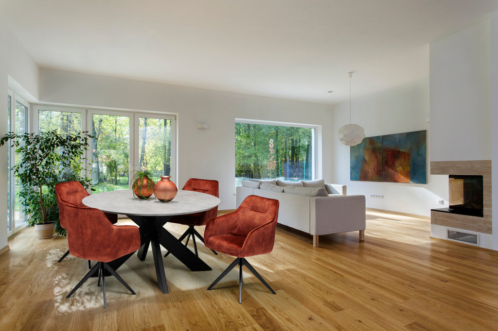 Armlehnstuhl "Jazz" Velours Kupfer – Drehsessel mit 180°-Funktion. - houseofhome24