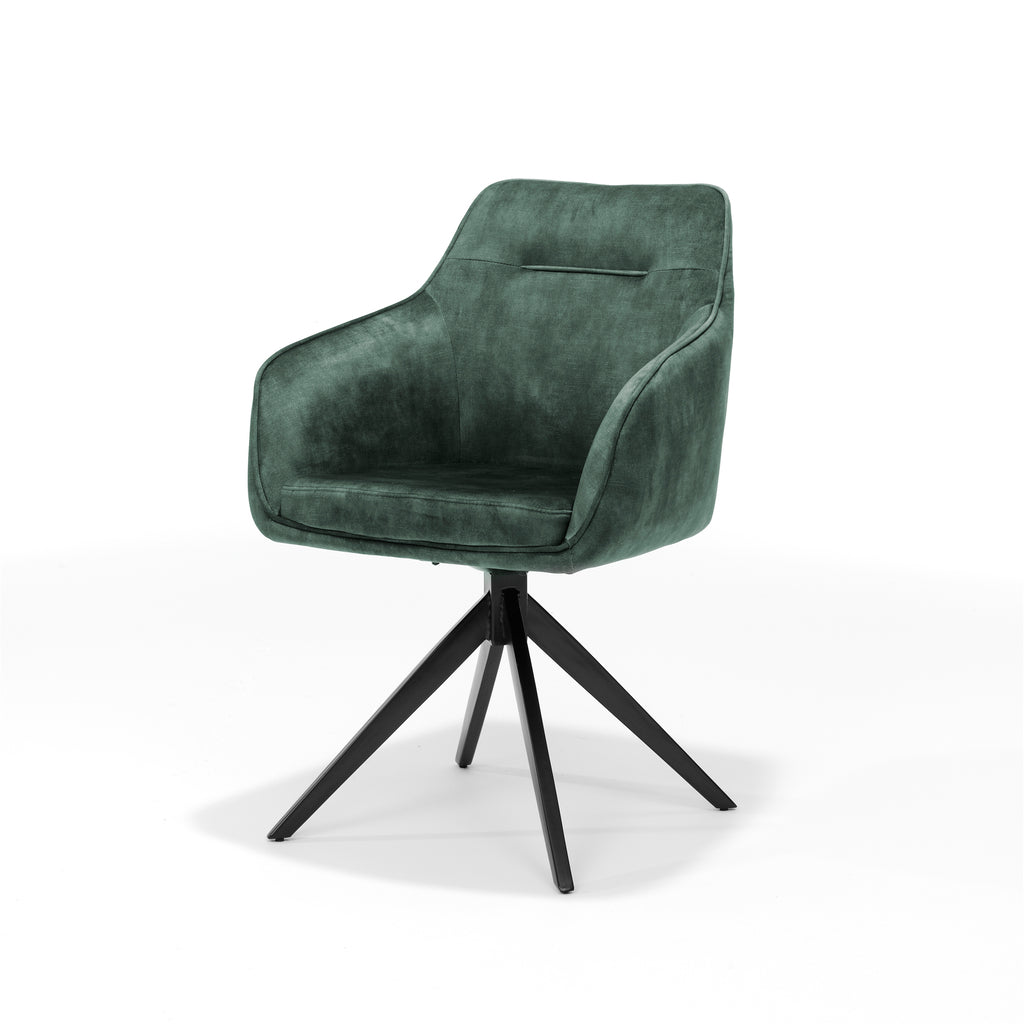 Armlehnstuhl "Jazz" Velours Hunter – Drehsessel mit 180°-Funktion. - houseofhome24