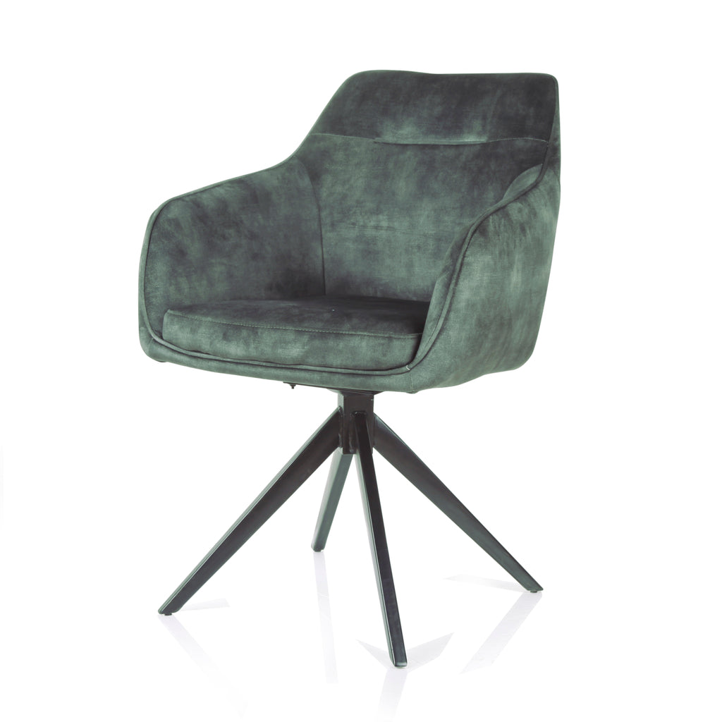 Armlehnstuhl "Jazz" Velours Hunter – Drehsessel mit 180°-Funktion. - houseofhome24