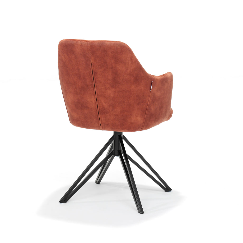 Armlehnstuhl drehbar "Calvin" Velvet Kupfer – Drehsessel mit 180°-Funktion. - houseofhome24