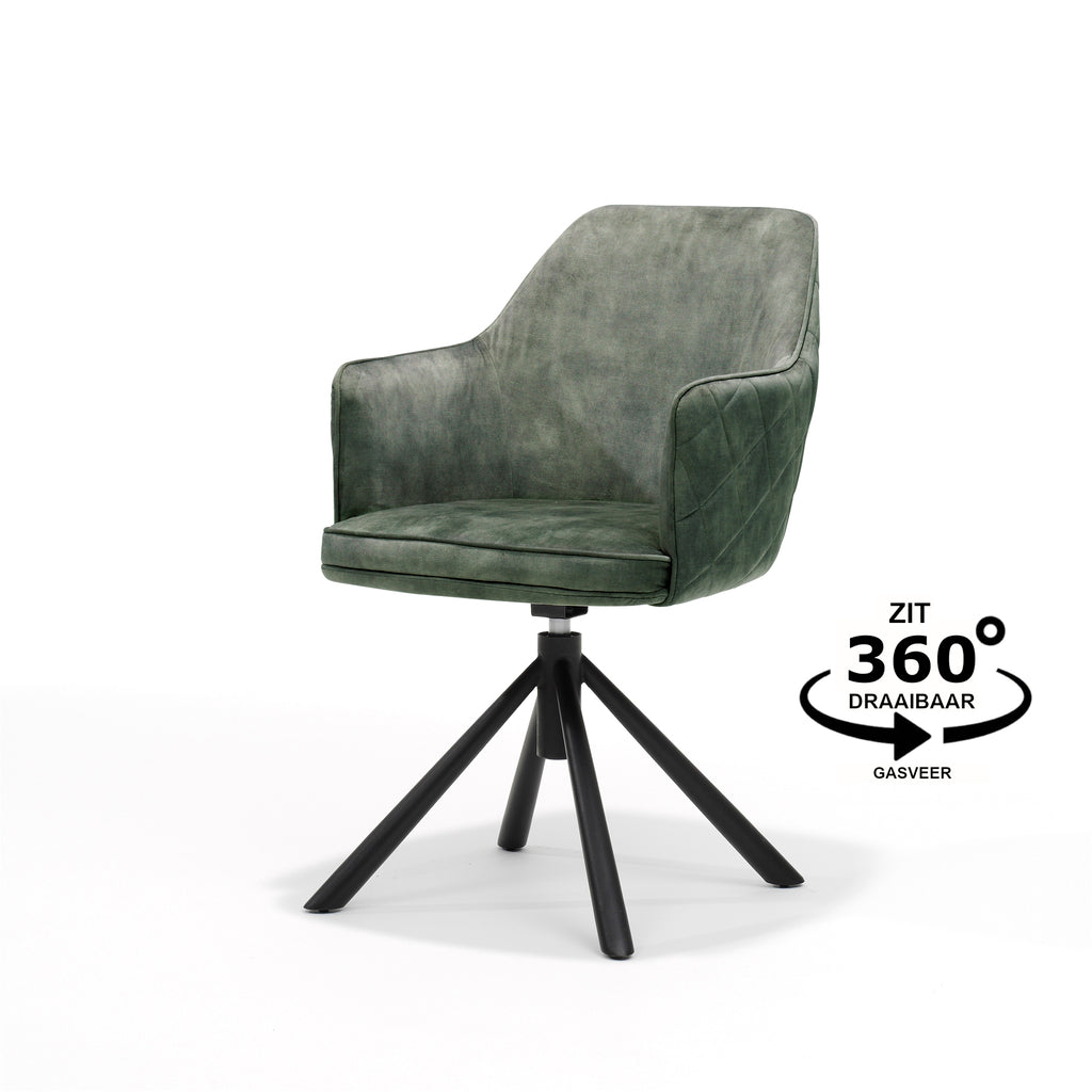 Armlehnstuhl "Clio" Velours Hunter – Drehsessel mit 360°-Funktion. - houseofhome24