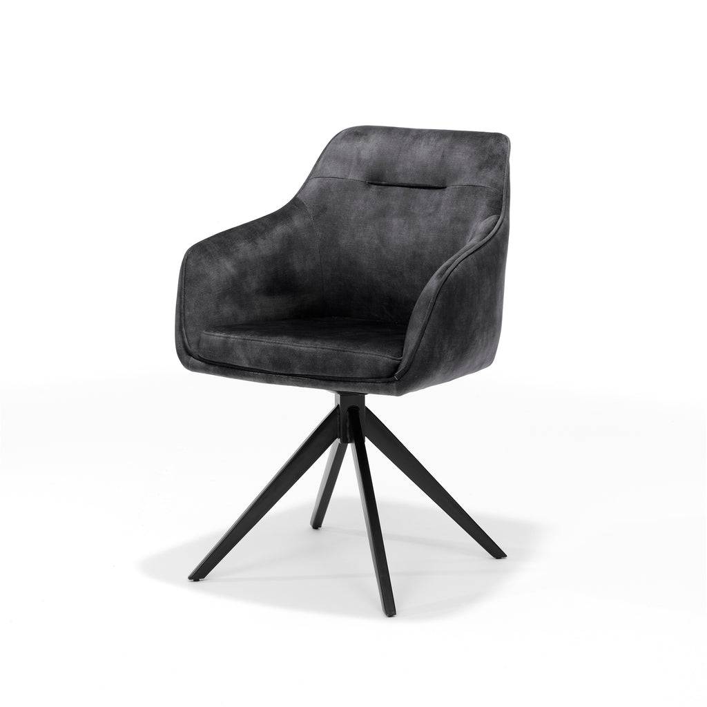 Armlehnstuhl drehbar "Jazz" Velours Anthrazit - houseofhome24