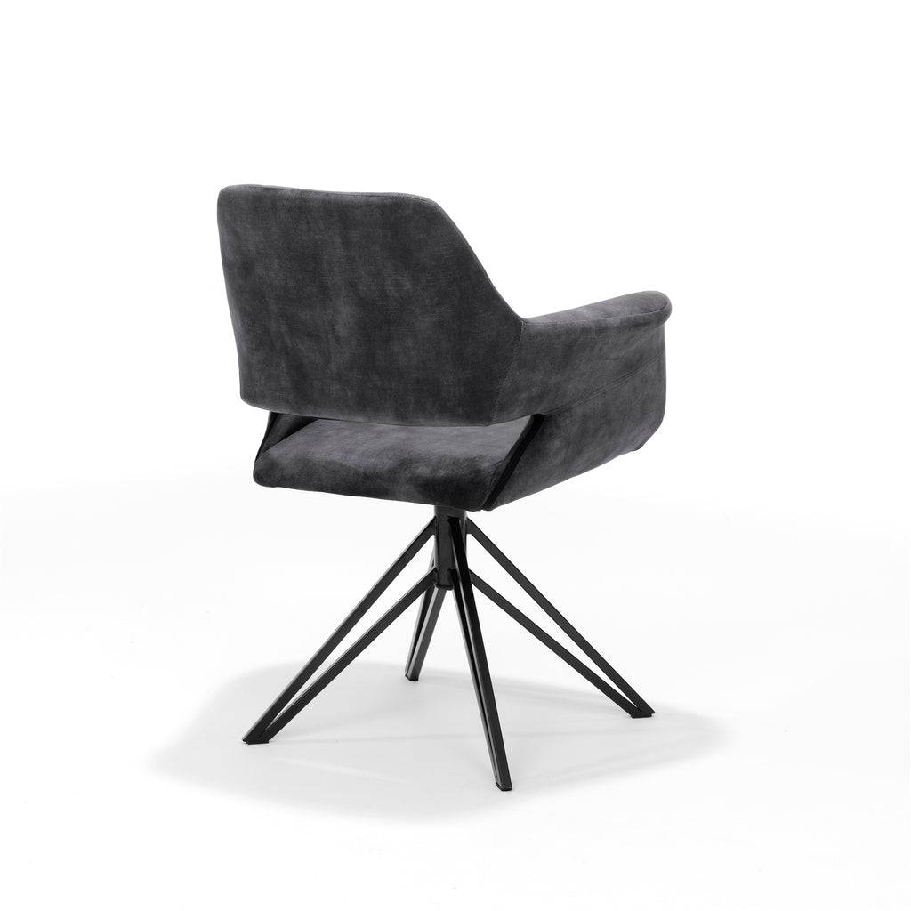 Armlehnstuhl drehbar "Katy" Velours Anthrazit – Drehsessel mit 180°-Funktion. - houseofhome24
