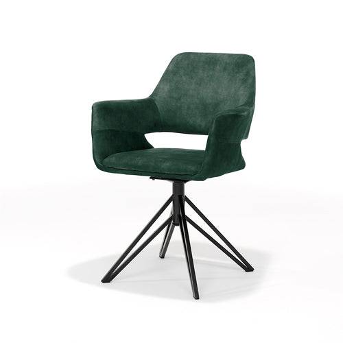 Armlehnstuhl drehbar "Katy" Velours Hunter – Drehsessel mit 180°-Funktion. - houseofhome24