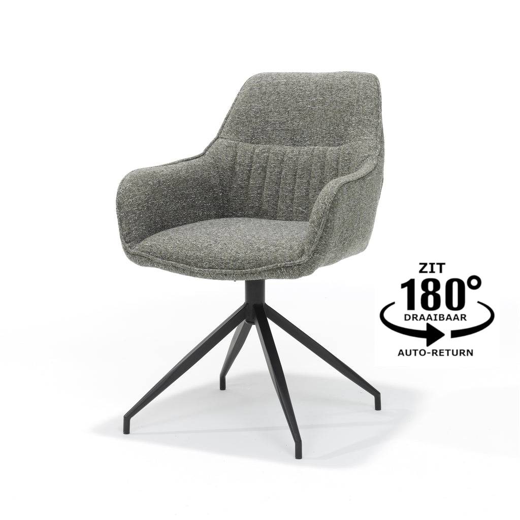 Armlehnstuhl drehbar "Toskana" Oasis Grau/Grün – Drehsessel mit 180°-Funktion. - houseofhome24
