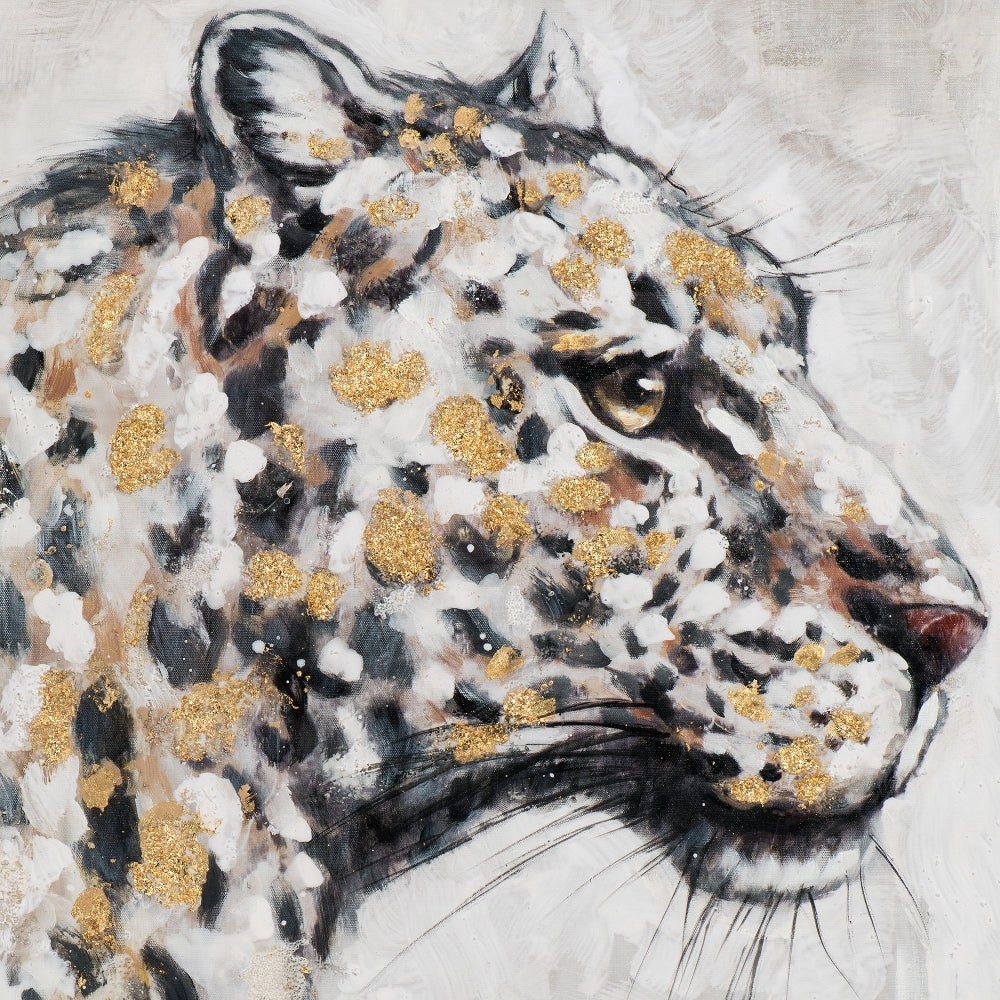 Handgemaltes Acrylgemälde auf Leinwand „Leopard mit gold“ - houseofhome24