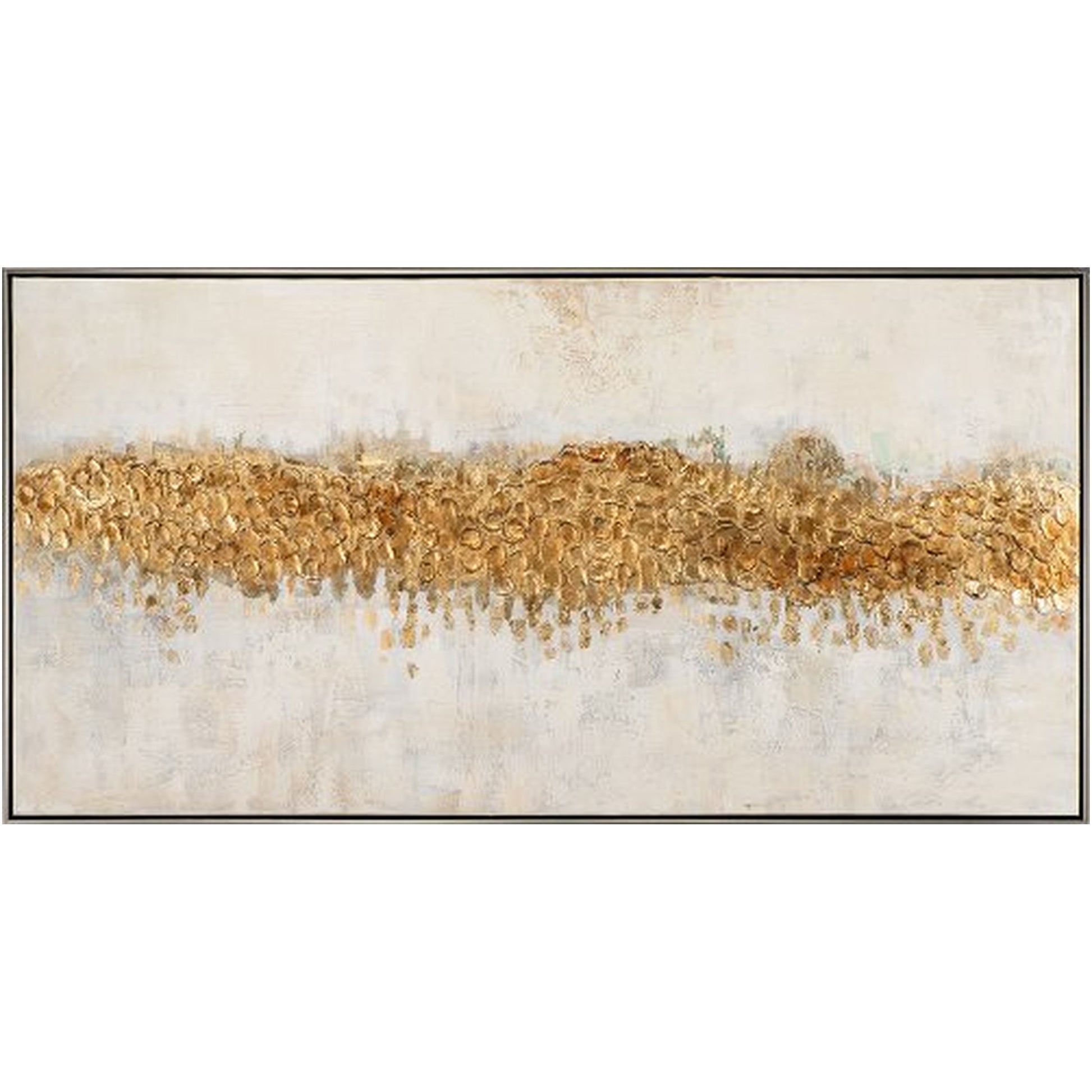 Handgemaltes, Abstraktes Acrylgemälde auf Leinwand „Goldener Horizont“ - houseofhome24