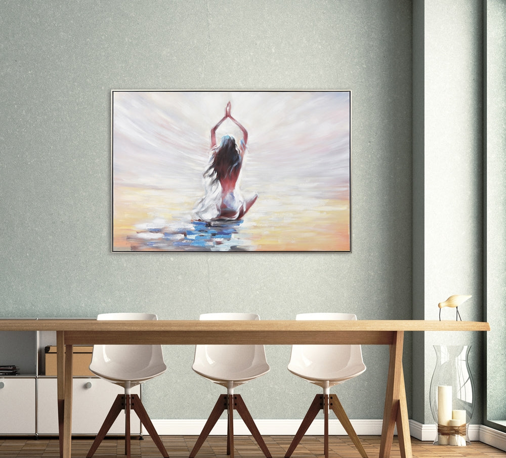 Handgemaltes Acrylgemälde auf Leinwand „Yoga am Strand“ - houseofhome24