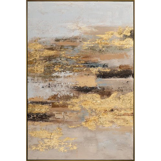 Handgemaltes, abstraktes Acrylgemälde auf Holzrahmen „Goldene Inspiration“ | gerahmtes Acrylgemälde - houseofhome24