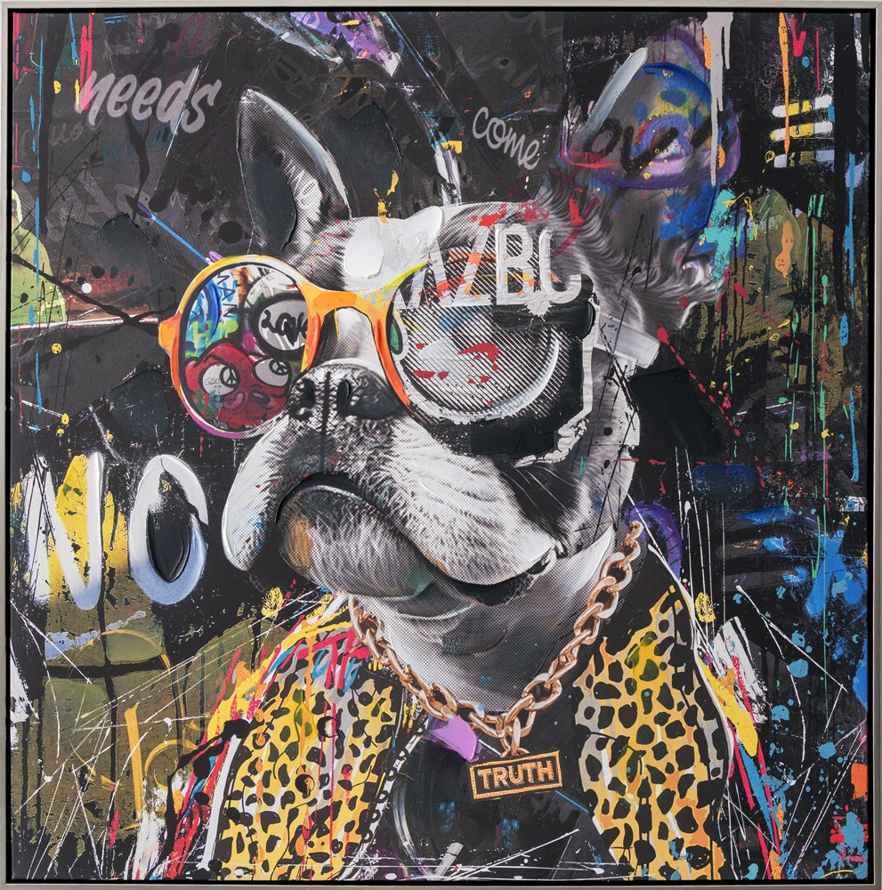 Giclée-/ Acrylgemälde im Graffiti-Style auf Leinwand „Rapper Dog“ - houseofhome24