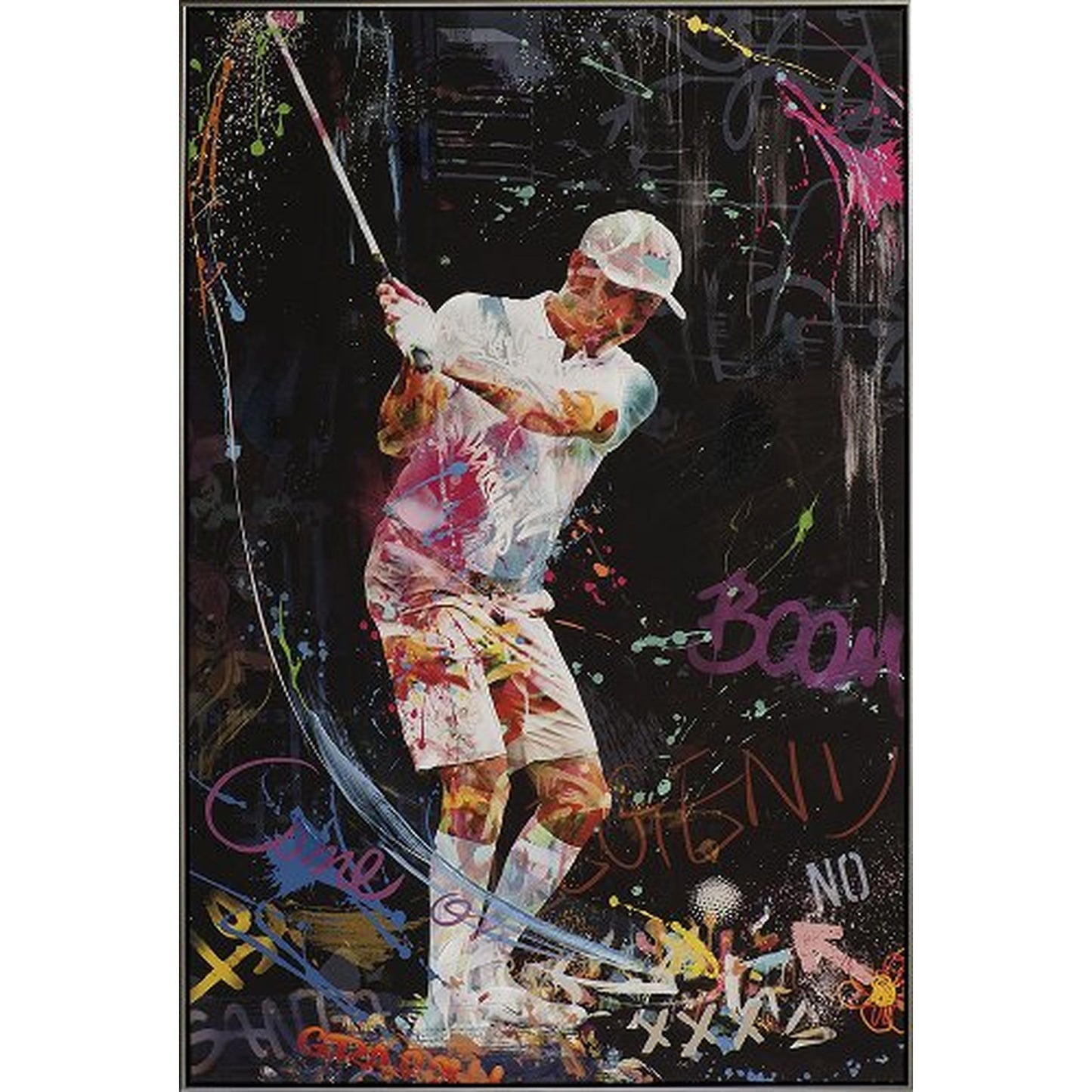 Acrylbild auf Leinwand Glicée Wandbild „Street Golf BOOM“ | gerahmtes Streetart-Gemälde für moderne Wonzimmer oder Büros - houseofhome24