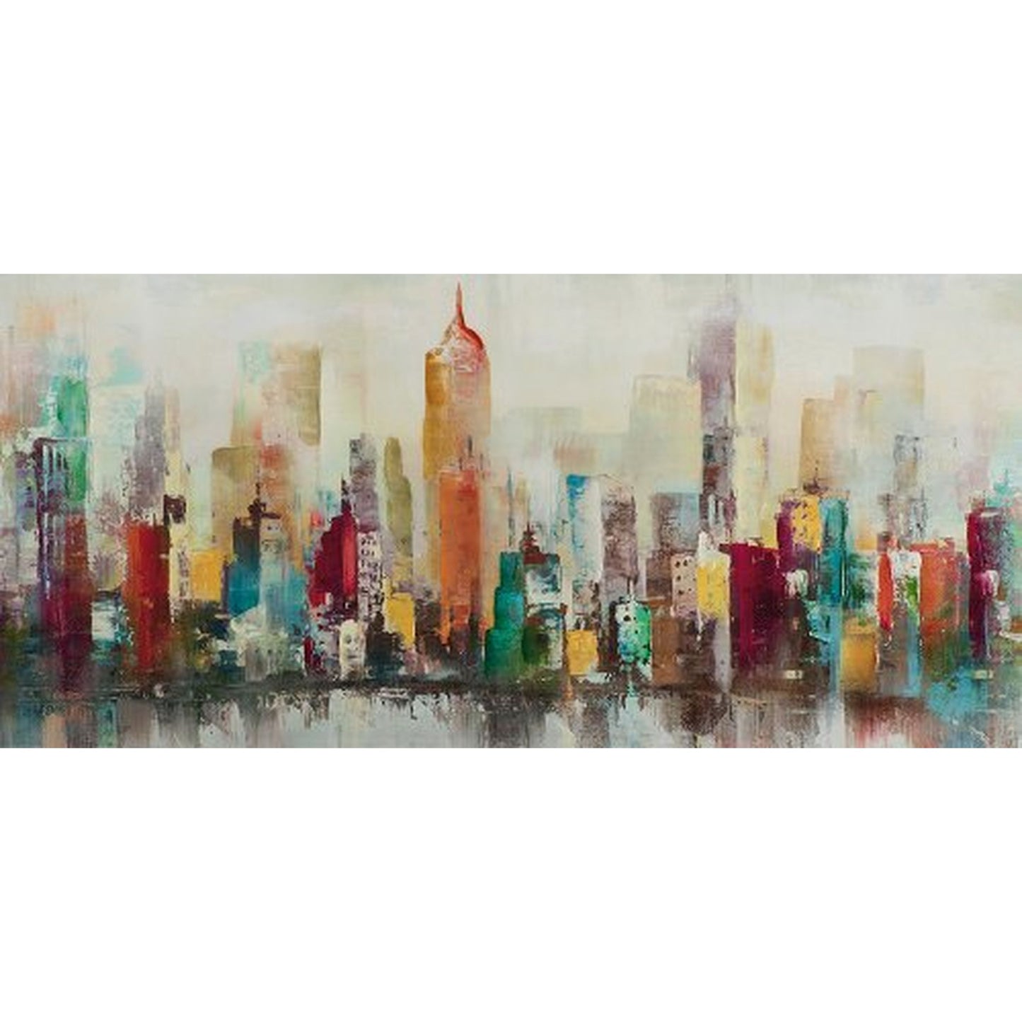 Abstraktes, handgemaltes Acrylgemälde auf Leinwand „Farbenfrohe Skyline“ - houseofhome24