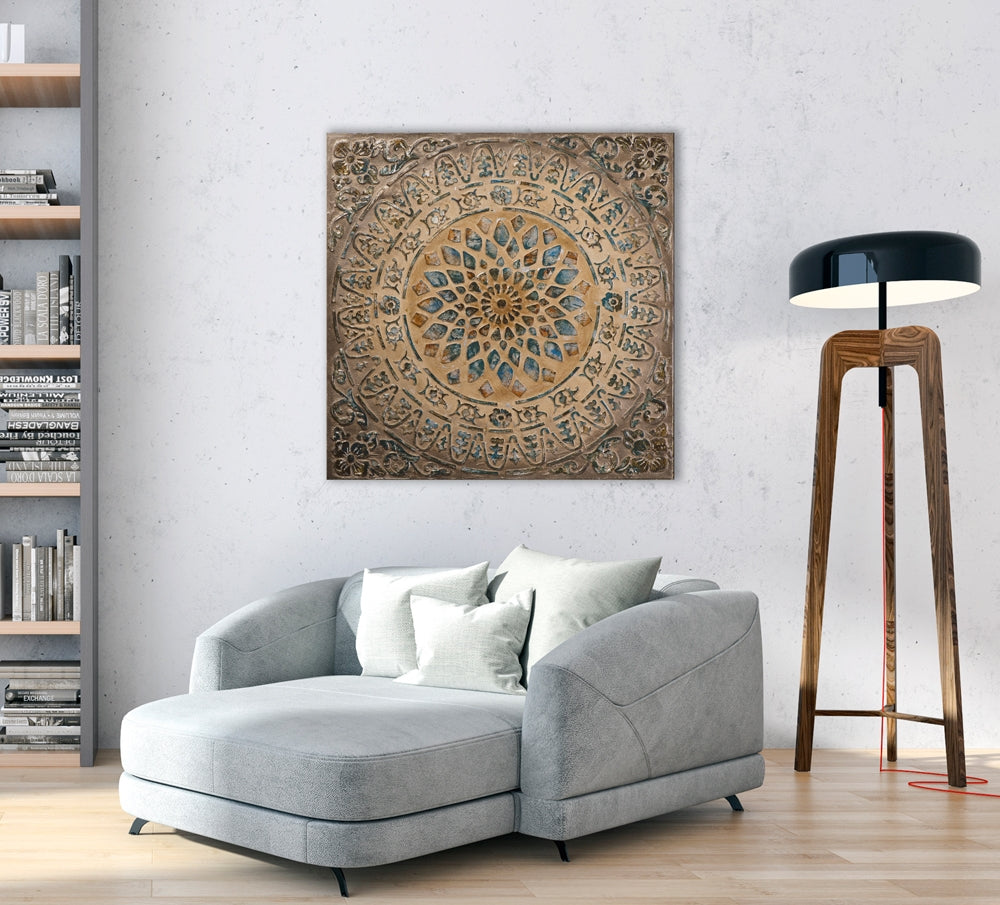 Hangemaltes Acrylgemälde auf Leinwand „Mandala Oriental“ - houseofhome24