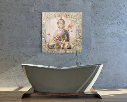 Giclée-/ Acrylgemälde auf Leinwand „Buddha mit Schmetterlingen“ - houseofhome24