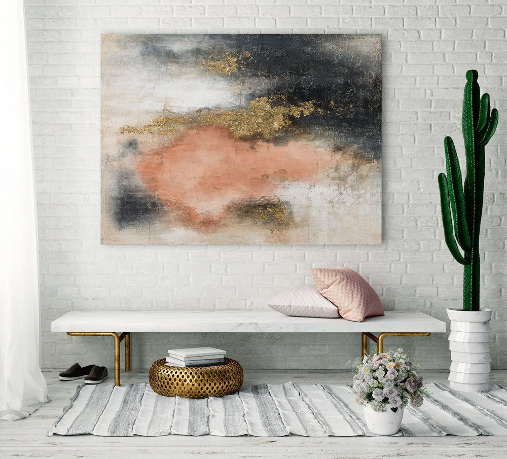 Abstraktes Acrylgemälde auf Leinwand „Harmonie in Gold und Terracotta“ | handgemalt - houseofhome24