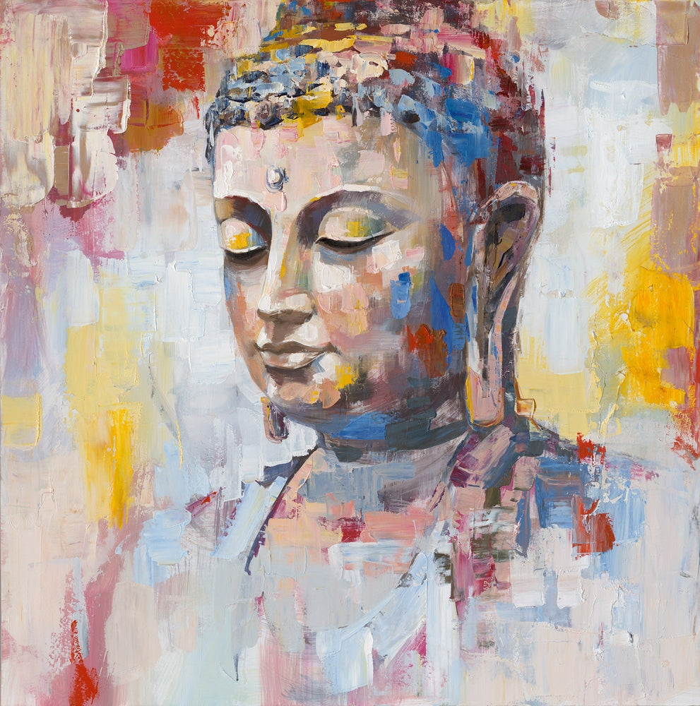 Handgemaltes Acrylgemälde auf Leinwand „Farbreflektion Buddha“ - houseofhome24