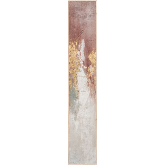 Handgemaltes, abstraktes Acrylgemälde „Schlanke Variation von Gold und Rose“ auf Holzrahmen | gerahmtes Leinwandgemälde mit Acrylfarbe