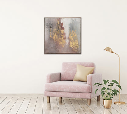 Abstraktes Acrylgemälde auf Leinwand „Variation von Gold und Rose“ | Handgemaltes Keilrahmengemälde - houseofhome24