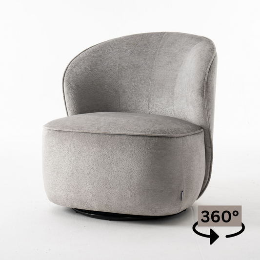 Gemütlicher Loungestuhl mit Bouclé-Stoff in Grau | Wohnzimmerstuhl Teddystoff - Modern