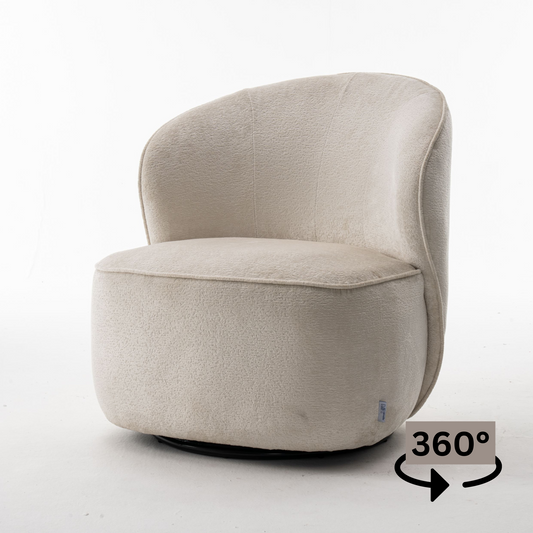 Gemütlicher Loungestuhl mit Bouclé-Stoff in Ivory | Wohnzimmerstuhl Teddystoff - Modern