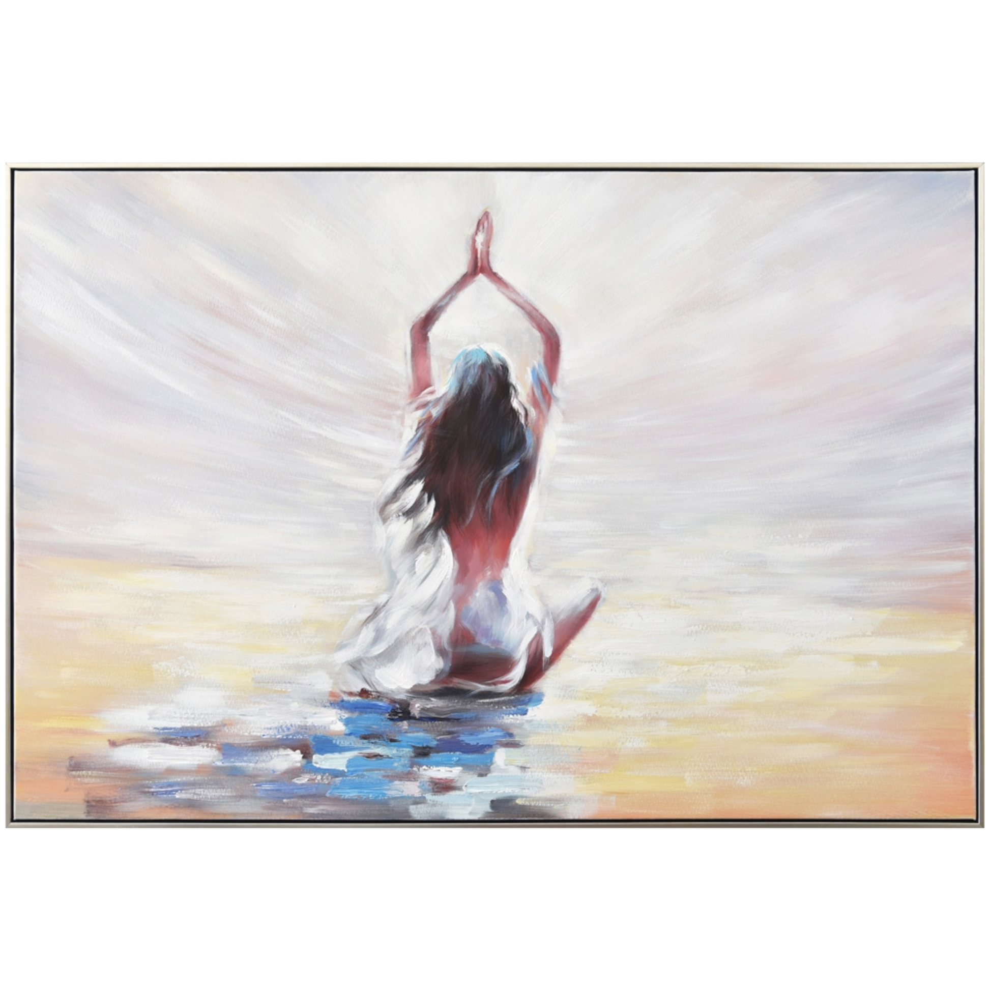 Handgemaltes Acrylgemälde auf Leinwand „Yoga am Strand“ - houseofhome24