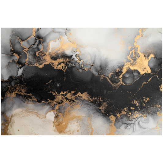 Digitaldruckgemälde auf Acrylglas „Gold umspielt Schwarz“ | Hochglanz - houseofhome24