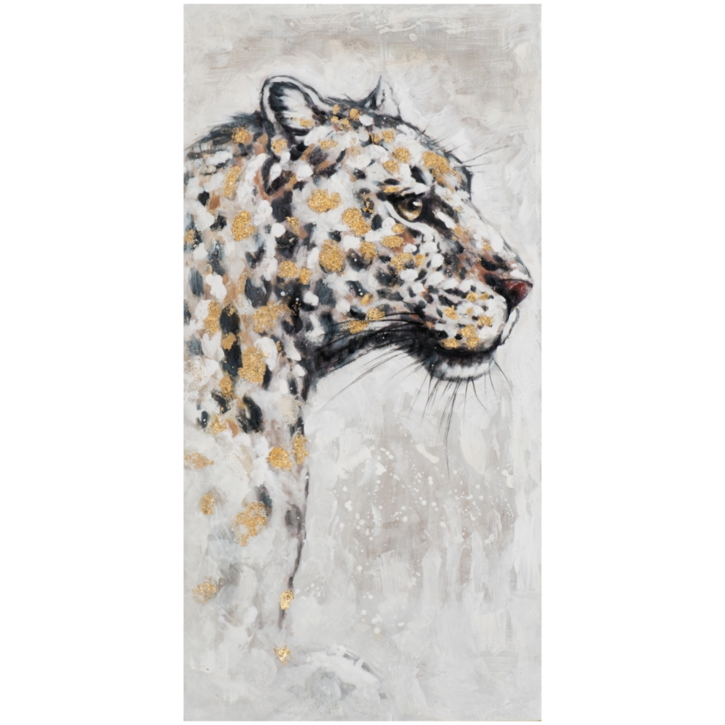 Handgemaltes Acrylgemälde auf Leinwand „Leopard mit gold“ - houseofhome24