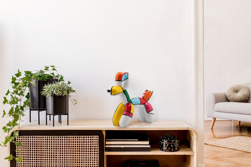 Handbemalte und einzigartige Kunststein Skulptur: „Hund aus Luftballons“ - houseofhome24