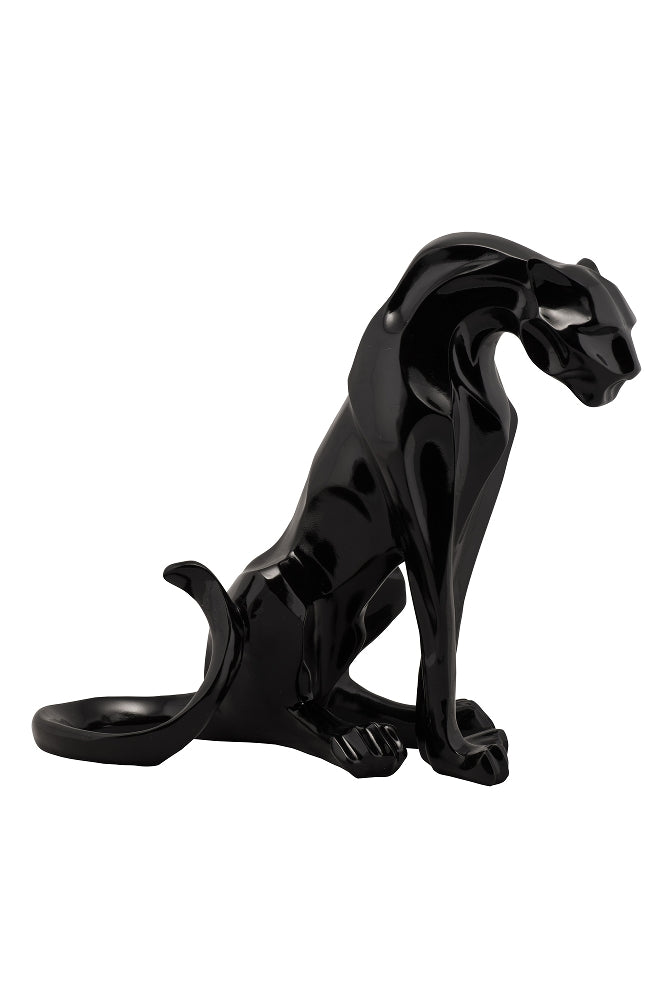 XL Luxuriöse und einzigartige Kunststein Skulptur: „Sitzender Panther“ - houseofhome24