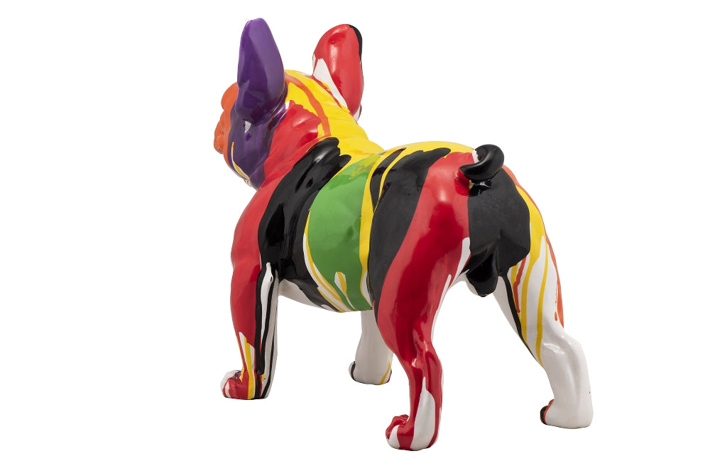 Handbemalte und einzigartige Kunststein Skulptur: „Bunte Bulldogge“ - houseofhome24